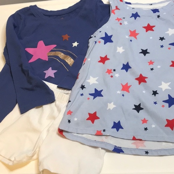 CAT & JACK  OLD NAVY SIZE 3T TOTAL OF 3 PIECES A PAIR OF BIKER SHORTS & 2 TOPS - Picture 4 of 7